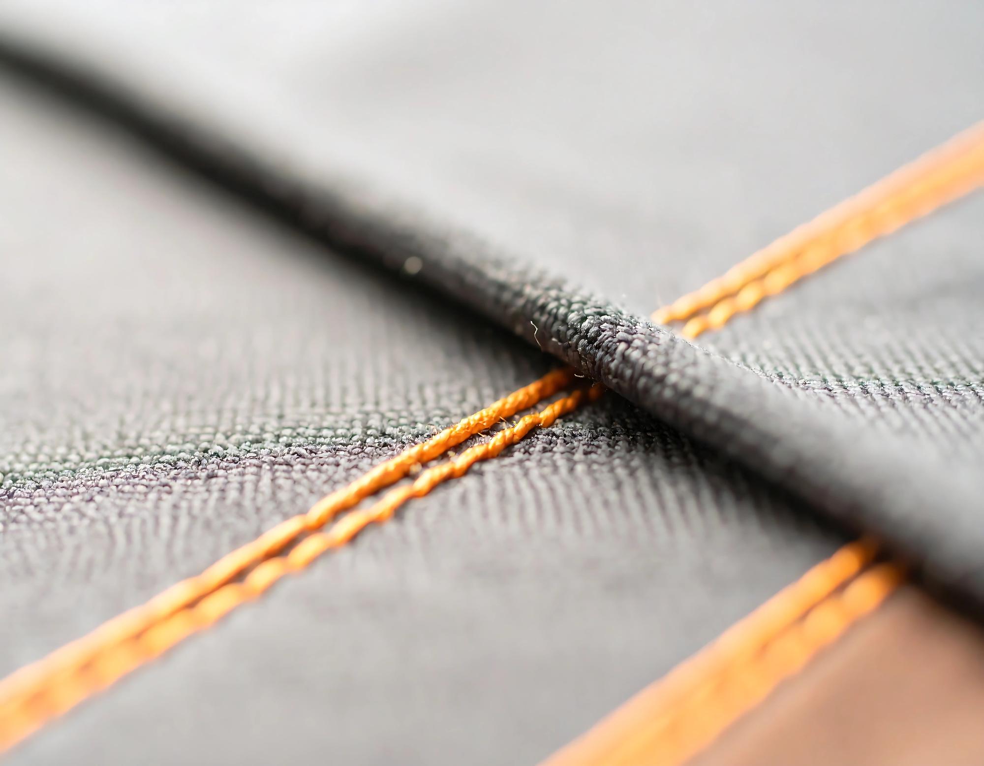 close-up of textured satin stitch